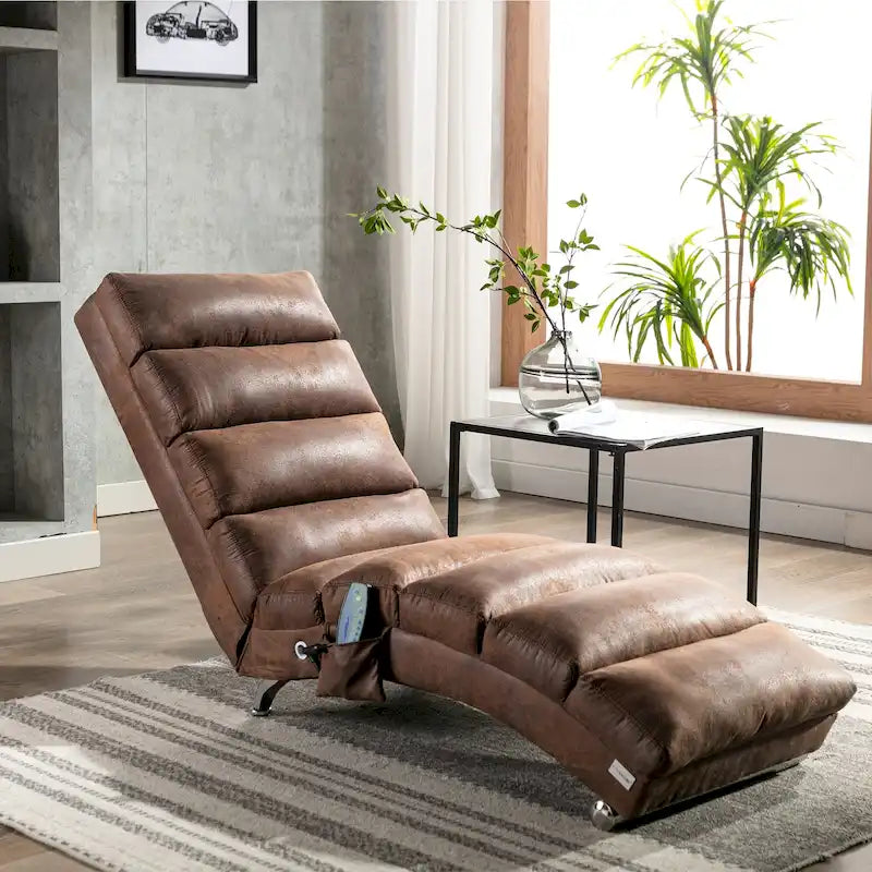 Modern Tufted Oversized Chaise Lounge Massage Chair For Living Room, Bedroom