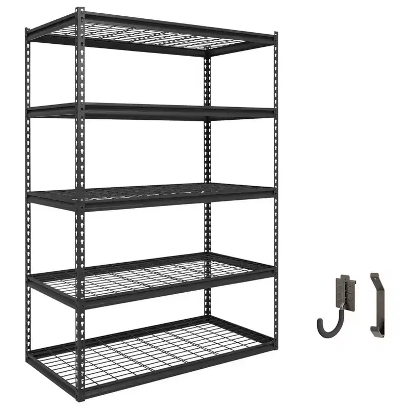 5-Tier 48x24x72 in Steel Boltless Shelving Unit | 4000 lb Capacity | Wire Deck | Dark Gray
