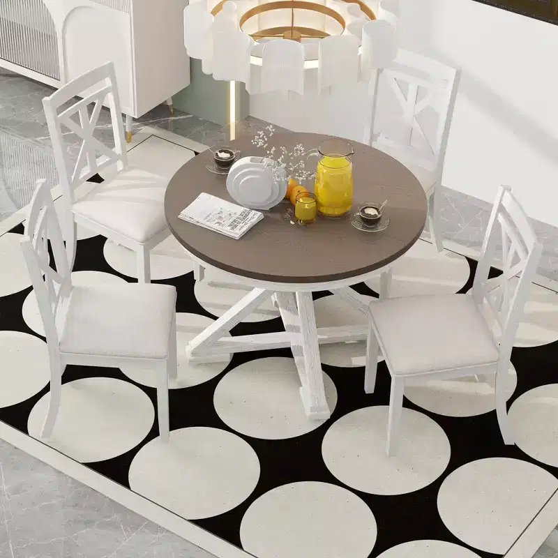 GDFStudio Nelson 5 Piece Dining Set with Extendable Table and Upholstered Chairs
