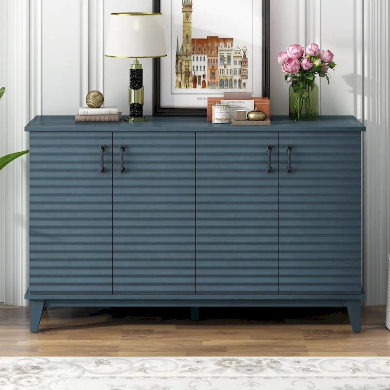 Modern 4-Door Sideboard with Large Storage Buffet with Adjustable Shelves and Metal Handles