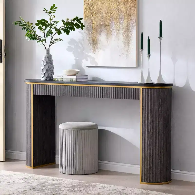 Modern Console Table, Narrow Entryway Tables for Hallway, Fluted Sofa Side Display Table for Living Room