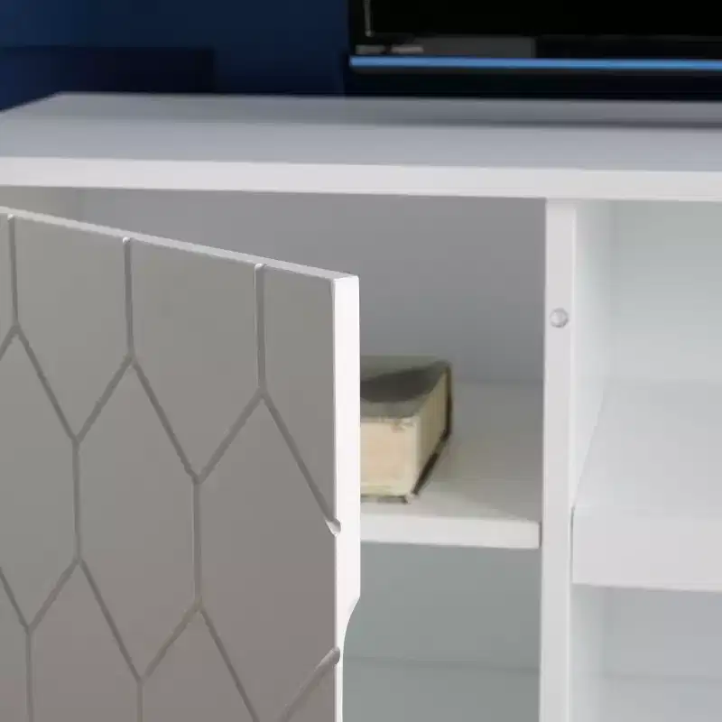 Kit 2 Shelf Pattern Mediastand - MED5013 - White/Gold - Safavieh