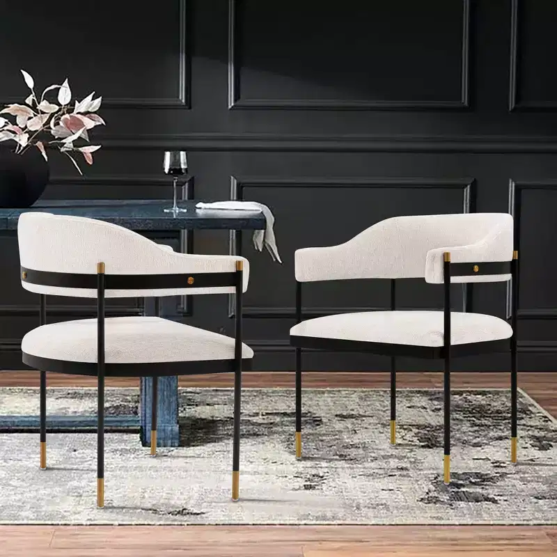 Lia Modern Boucle Upholstered Dining Armchair - Manhattan Comfort