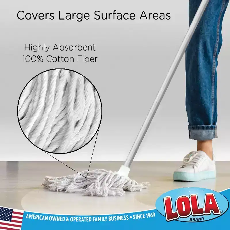 LOLA Refill for Cotton Floor Wet String Mop, Absorbs up to 3X its Weight in Water, Heavy Duty, Durable & Super Absorbent for Floor Cleaning