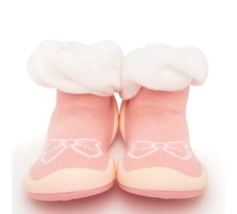 Komuello Baby Girl First Walk Sock Shoes Bow White