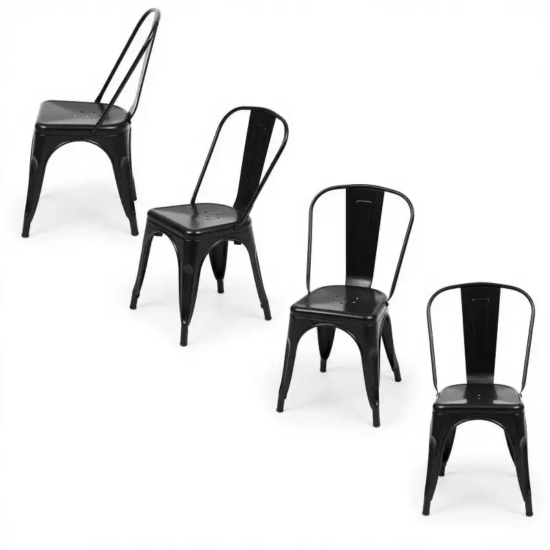 TUYOHW Set of 4 Metal Dining Chair,Stackable Chairs with Detachable Backrest for Indoor Outdoor Kitchen,Restaurant