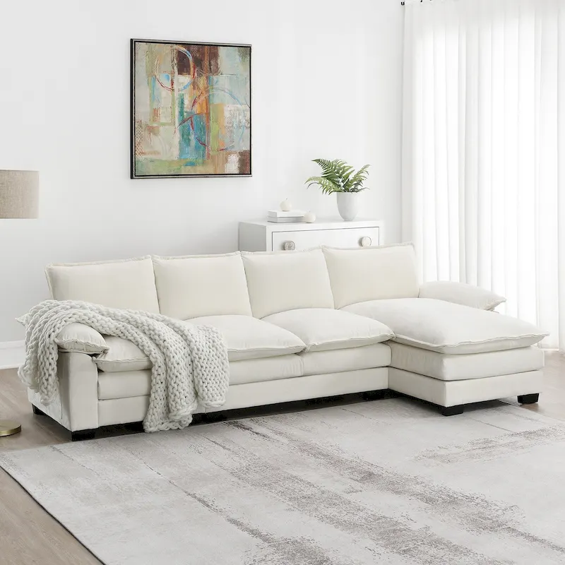 Modern L-shaped Cloud Sofa with Chaise Lounge