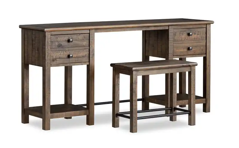 64 Country Pine Sofa Table with Storage - Homestead Brown