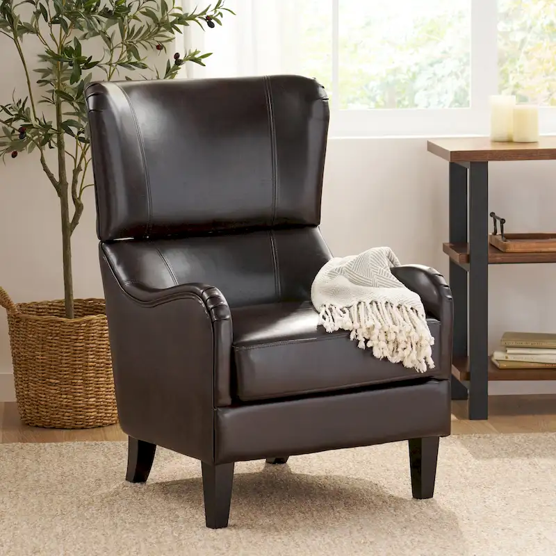 High Back Accent Chair — Brown / Charcoal / Navy Blue, Wingback, 1-Seat