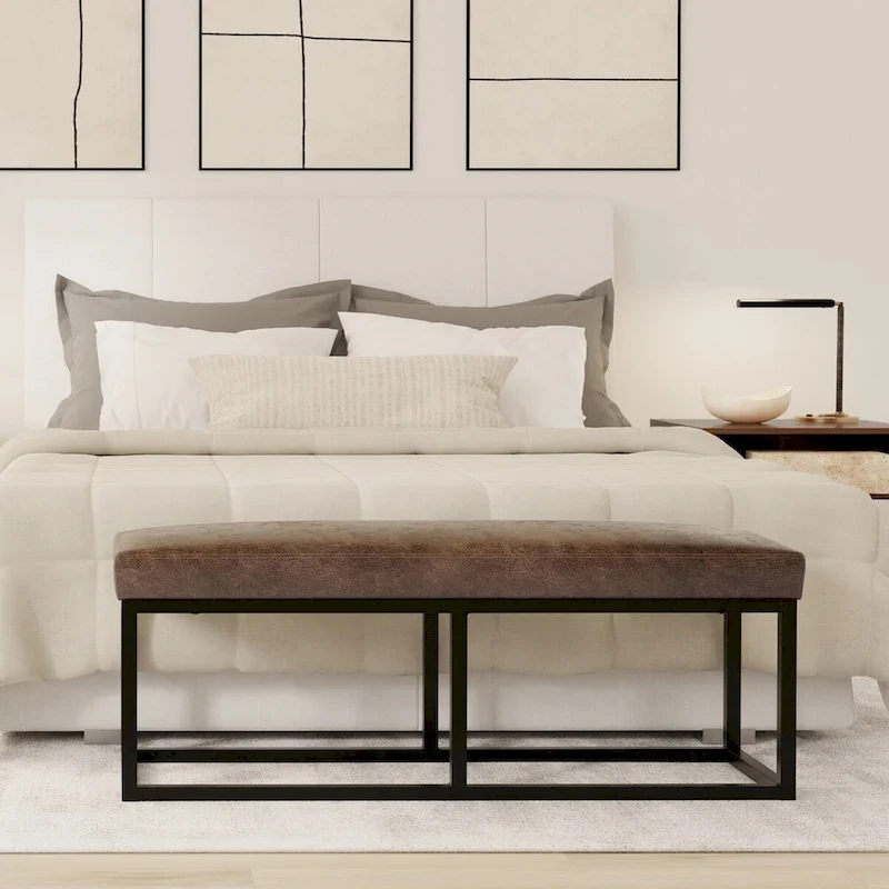 WYNDENHALL Kerwood 44 inch Wide Contemporary Rectangle Ottoman Bench - 14.6 D x 44 W x 18.5 H