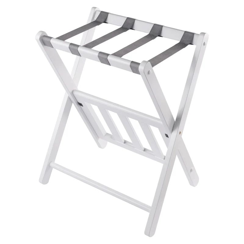 Foldable Luggage Rack with Shelf - 24.75 - White and Gray