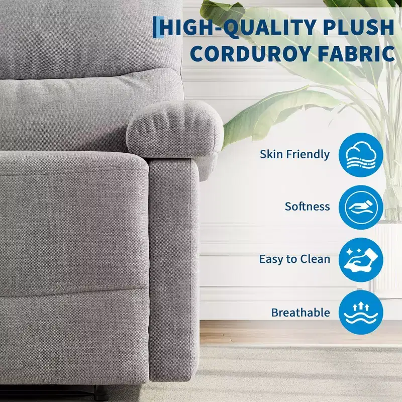 Gray / Gulf Blue Fabric Manual Recliner Chair, Single Seat