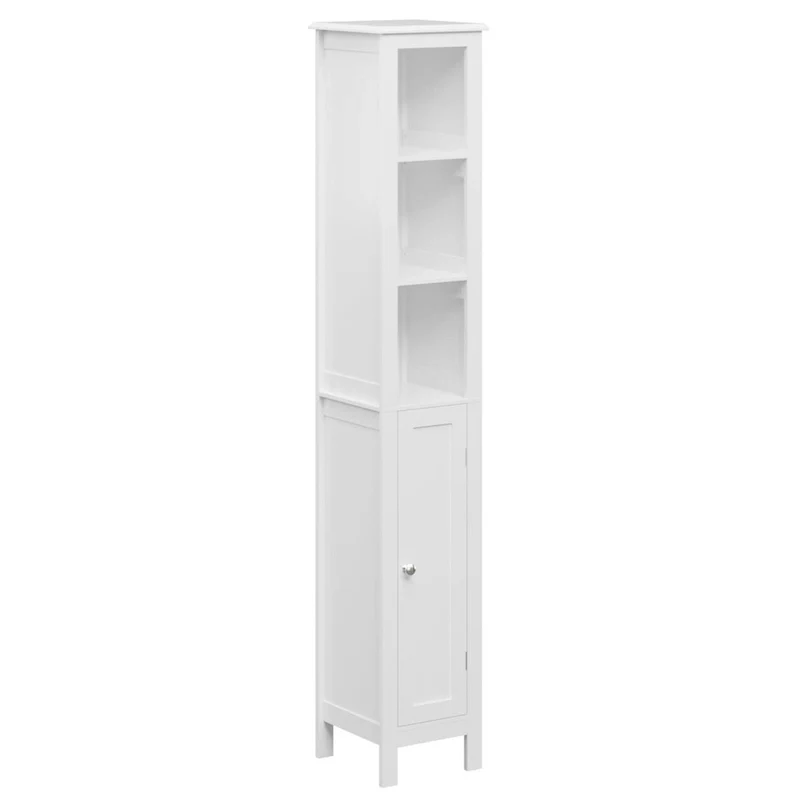 67 Tall Bathroom Storage Cabinet with Adjustable Shelves 1 Doors Freestanding Cabinet with Anti-Tip Open compartments in White