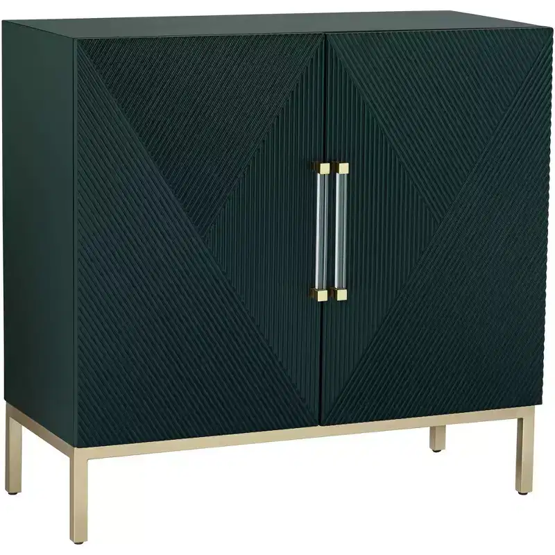 36 Wide Green and Gold 2-Door Accent Chest