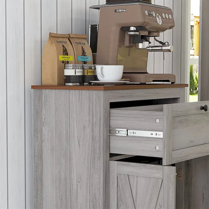 Farmhouse Barn Door Accent Cabinet Sideboard with Double Doors and Drawer