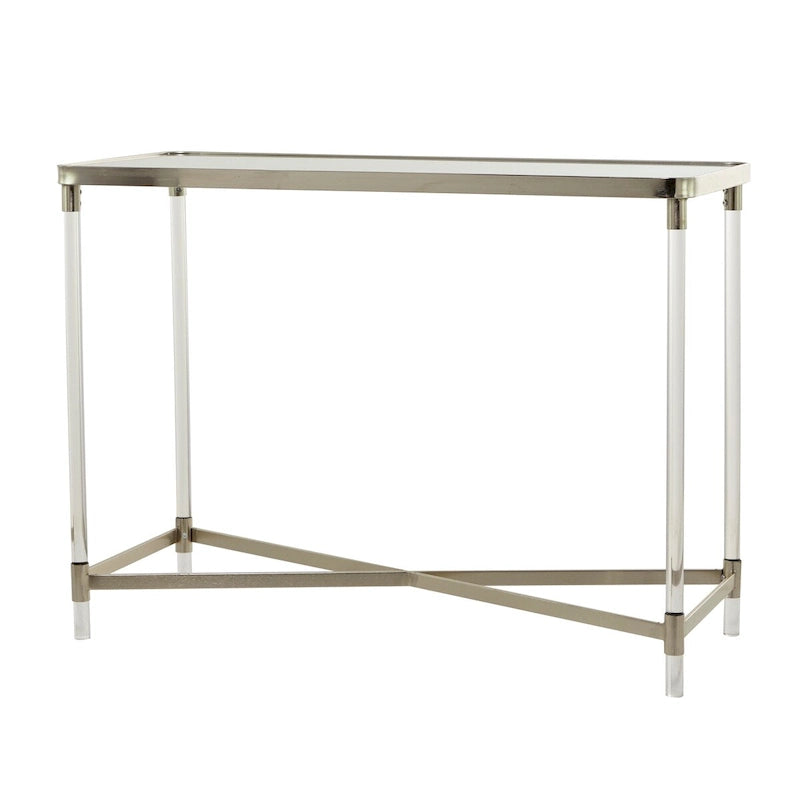 Silver / Gold X-Base Console Table with Mirror Top and Acrylic Legs for 1–2 Person