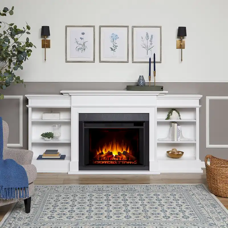 93 Electric Fireplace TV Stand in White
