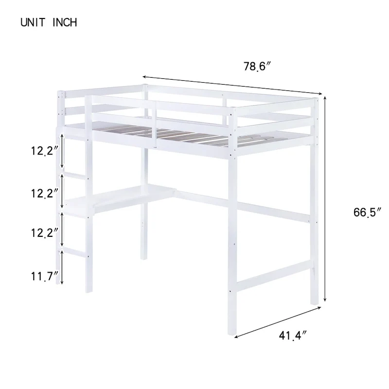 Twin Loft Bed with Built-in Desk - Study/Sleep Combo