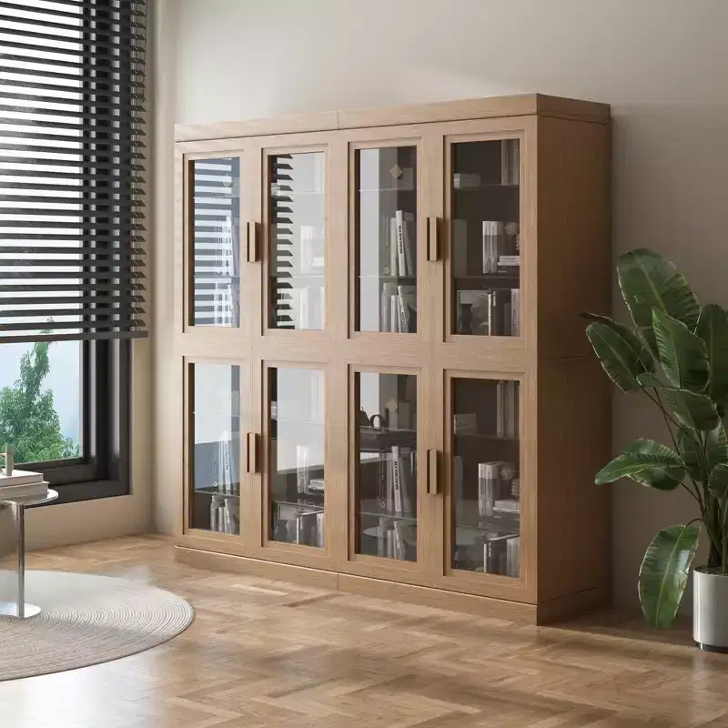 Wood Accent Cabinet with Glass Doors & Adjustable Shelves �C Large 62" Wide