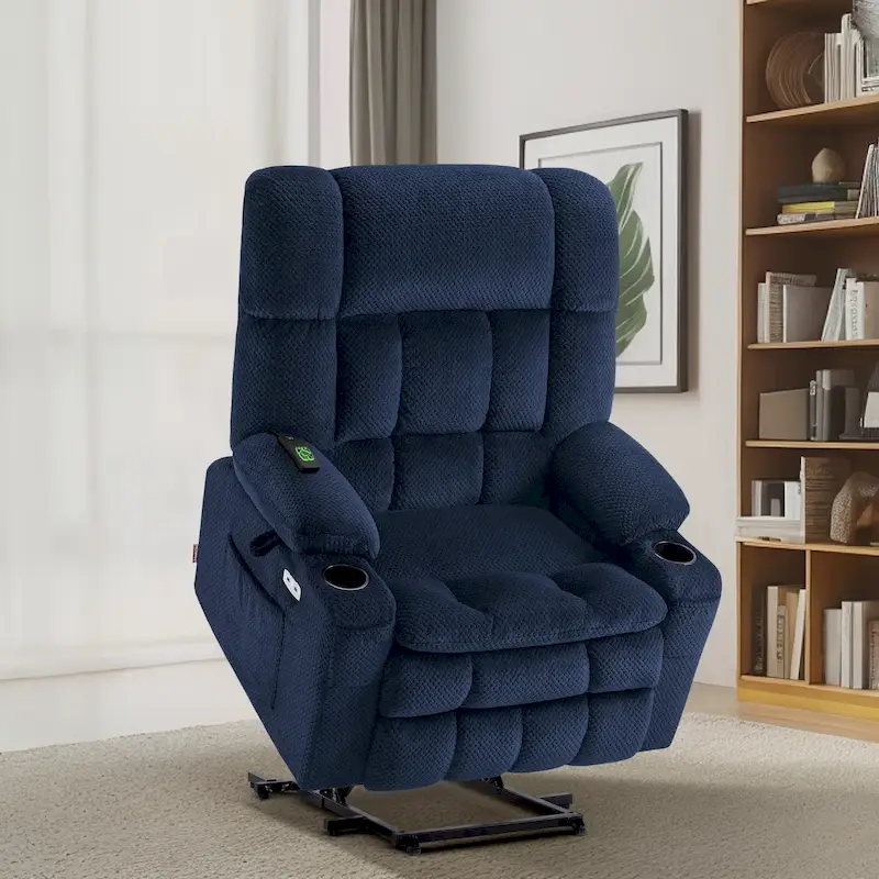 MCombo Dual Motor Power Lift Recliner Chair with Massage and Heat for Big People, Fabric R7891 (Large-Wide)