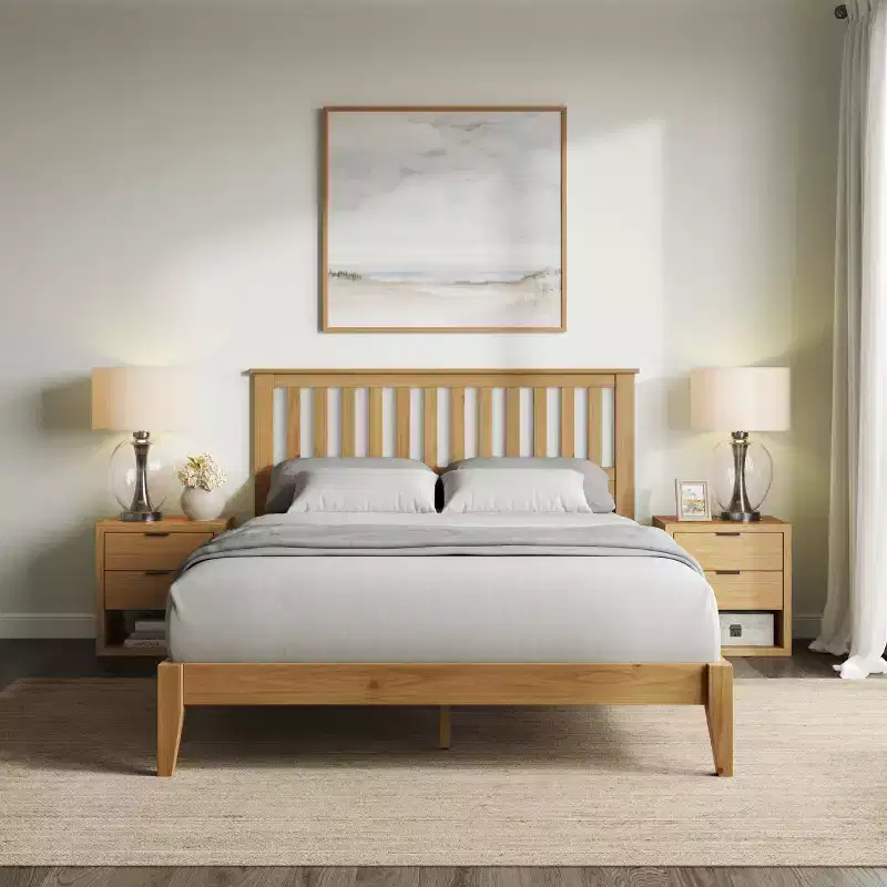 GDFStudio Fenn Mission Wooden Panel Bed with Headboard