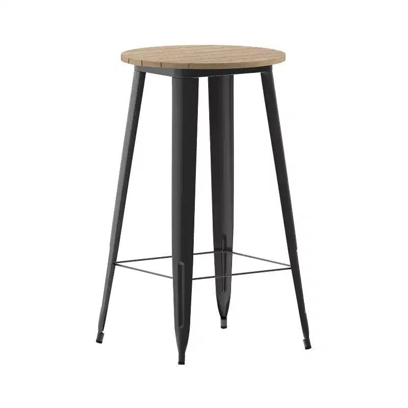 Merrick Lane Indoor/Outdoor Bar Top Table, 23.75 Round All Weather Poly Resin Top with Steel base