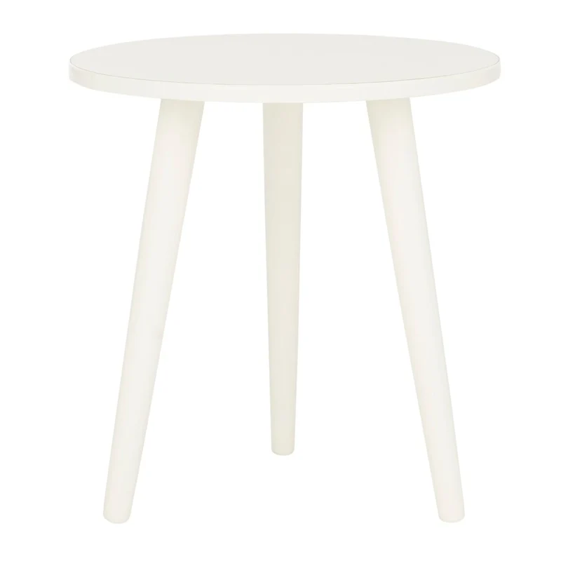 Round Accent Side Table — Vintage White / Light Brown / Slategrey / Black, 1-Person, Pine Wood Blend