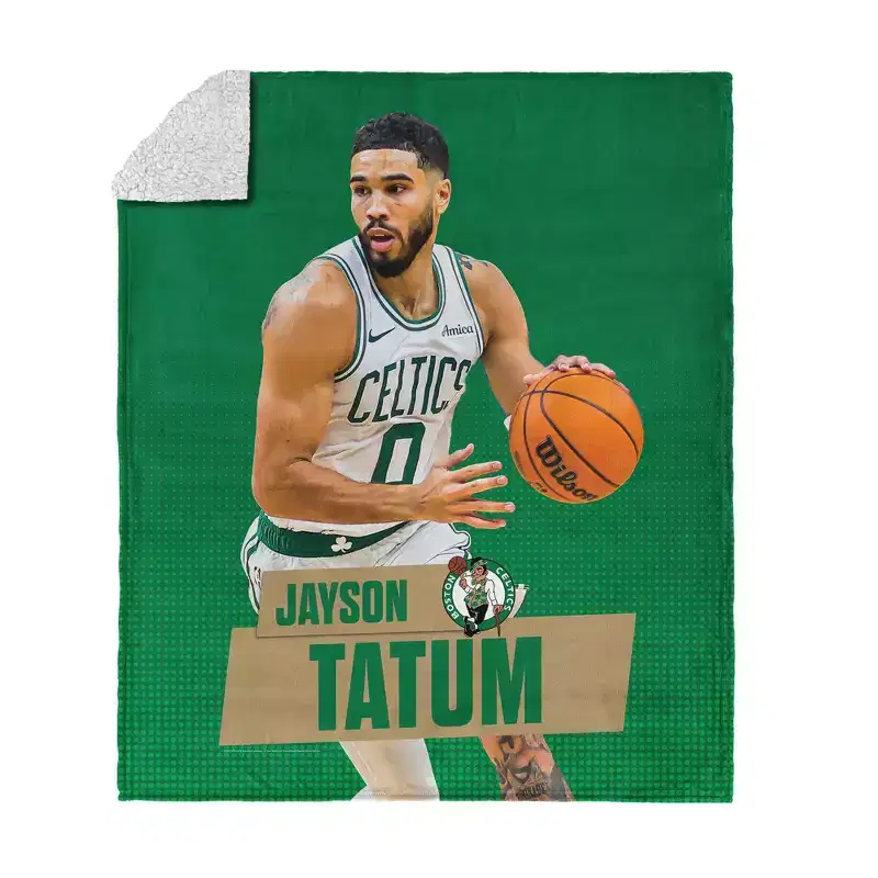 NBA Boston Celtics Jayson Tatum Silk Touch Faux Shearling Throw Blanket 50 x 60 inches