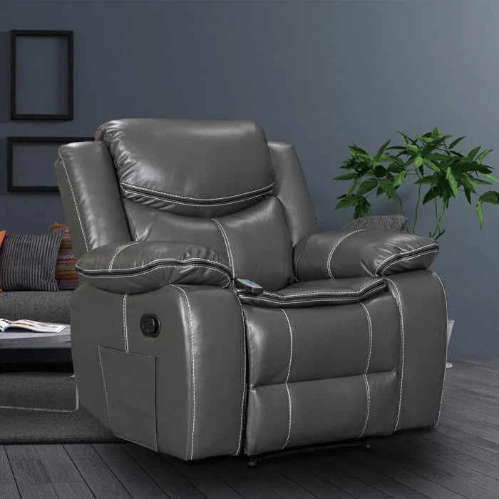 Wide Seat Durable Leather Massage and Heat Recliner