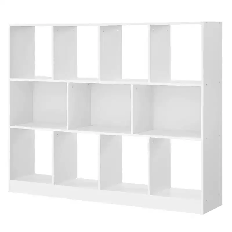 VASAGLE Bookshelf Bookcase, Book Shelf Storage Shelf with 11 Storage Compartments White