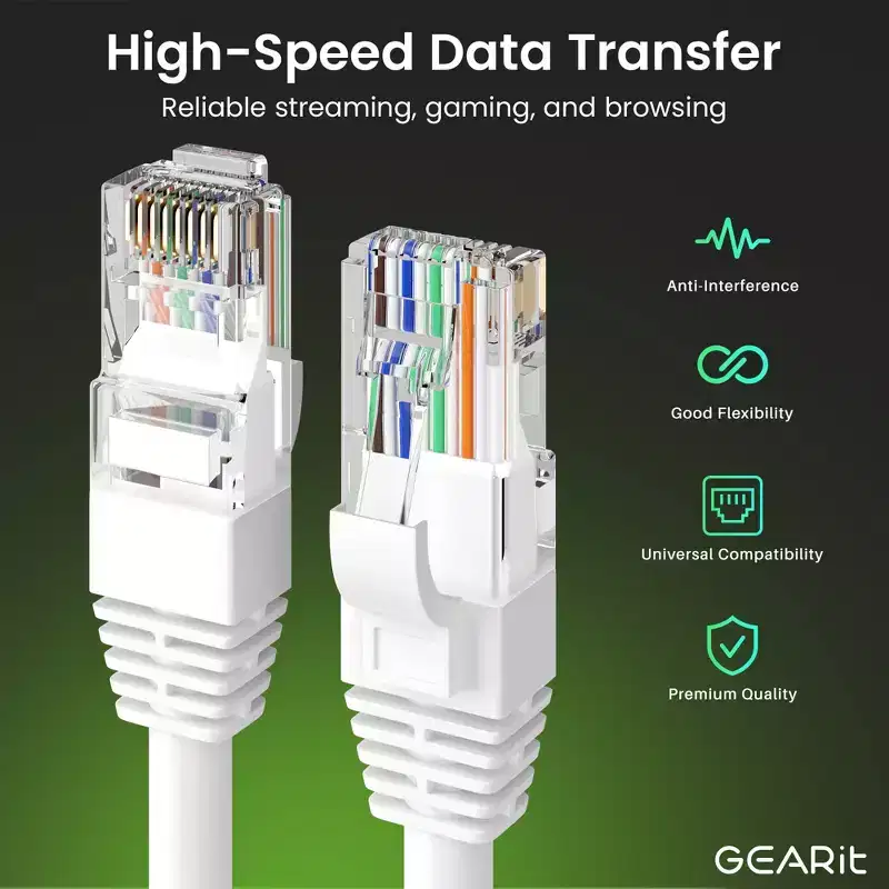 GEARit Cat6 Ethernet Patch Cable - CCA Network Cord - UTP, White