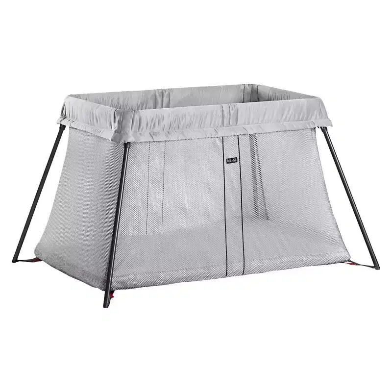 Portable Travel Crib with Carrying Bag - Light Silver