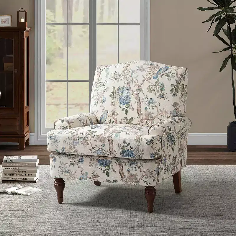 Dani comfy Livingroom Armchair with Solid Wood Legs | KARAT HOME