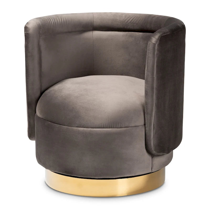 Saffi Glam and Luxe Upholstered Swivel Accent Chair