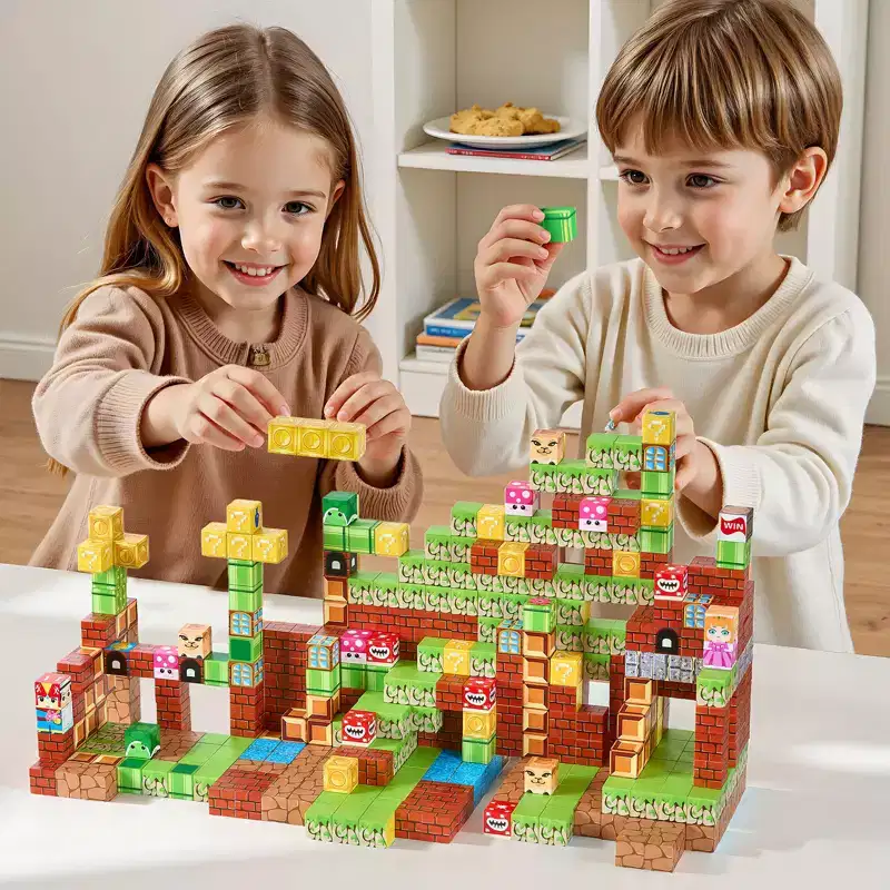 VEVOR Magnetic Blocks, 100 PCS Magnet Blocks Set, Magnetic Building Cubes for Kids, STEM Montessori Sensory Toys, Multicolored