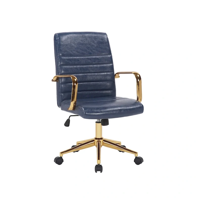 Blue/Black/White/Brown/Pink PU Leather Mid-Back Swivel Chair, 16
