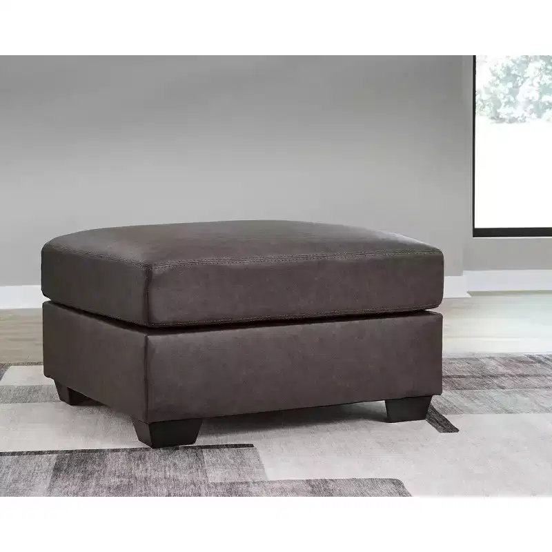 Signature Design by Ashley Walker Point Oversized Accent Ottoman, Faux Leather, Umber