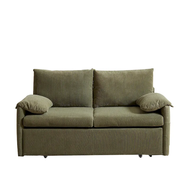 64.5 Loveseat Sofa with Pullout Bed,Corduroy Convertible Sleeper Sofa