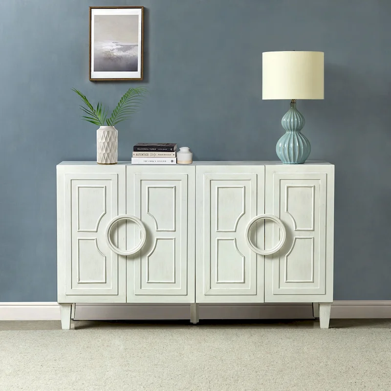 58 Contemporary Sideboard Buffet with Round Solid Wood Door Handles