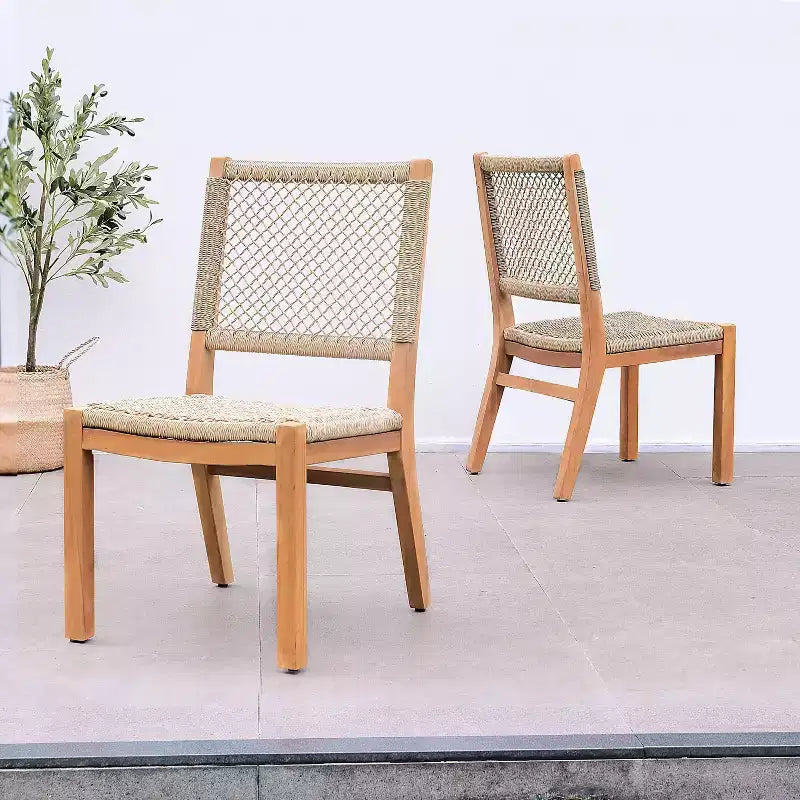Sonoma Lane Azle 5pc Teak Outdoor Patio Dining Set with Honey Twist Wicker - Weather-Resistant