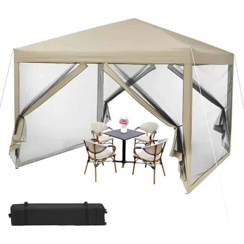 Acekool Pop Up Canopy Tent, Easy Up Outdoor Shelter with Mosquito Netting, Sun Shade, 3 Adjustable Heights, Wheeled Bag for Patio, Camping, Picnic