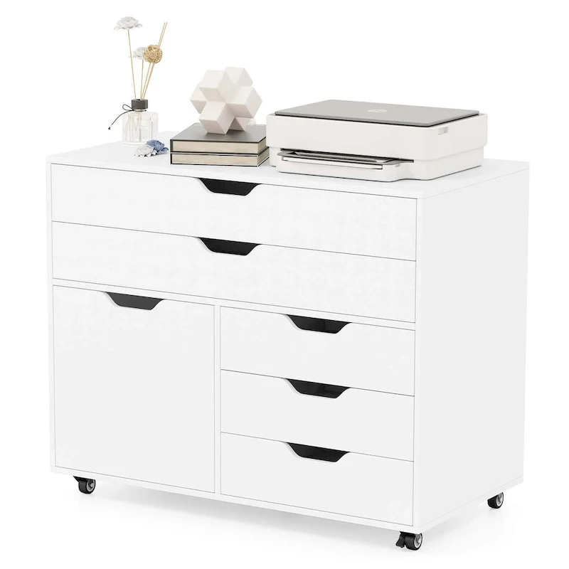 5-Drawer File Cabinet Mobile Chest of Drawers with Side
