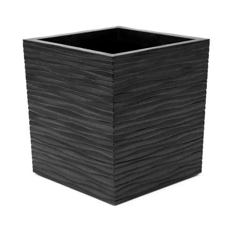 Tierra Verde 14 Citadel Serenity Planter, Self Watering Design with a Removable Plug to Avoid Over Watering, Made From Recycled Materials, Black