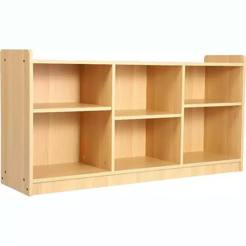 Montessori Shelf, 6-Compartment Toy & Book Organizer with Adjustable Dividers for Playroom, Classroom (Natural Finish)