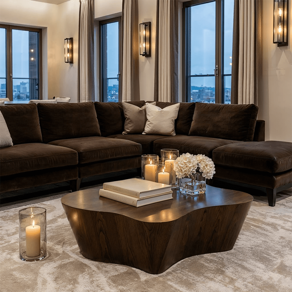 Walnut Wood Abstract Coffee Table