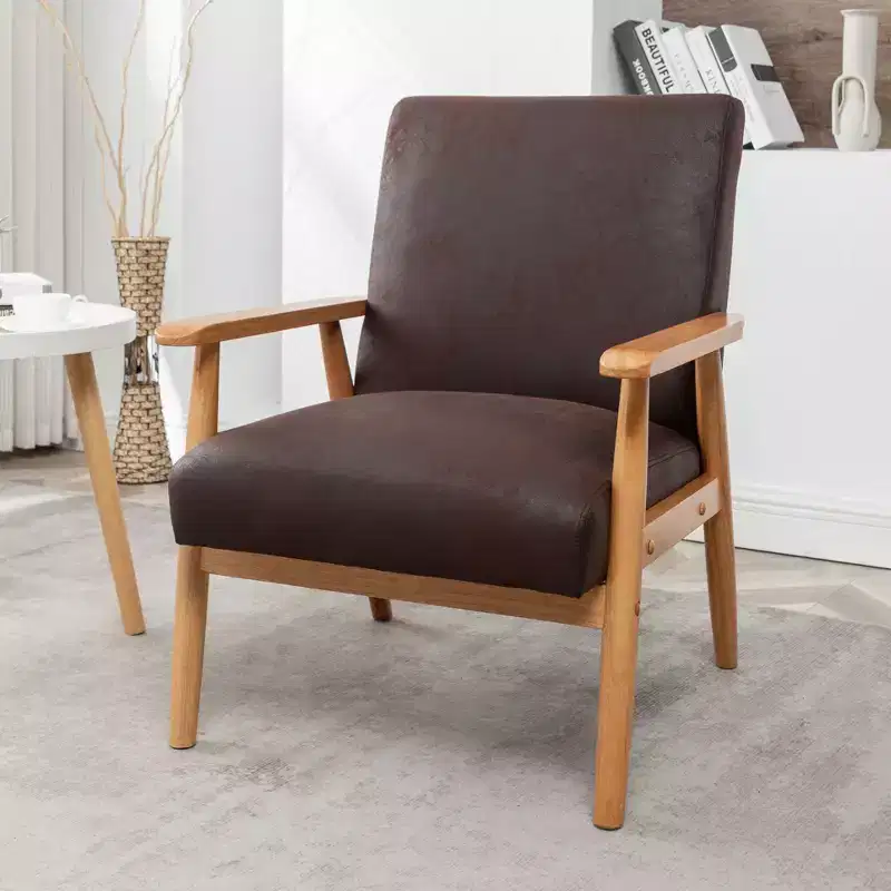 TUYOHW Mid-Century Modern Accent Chair with Armrest Lounge Comfy Chair with Solid Wood Frame Single Accent Chairs for Living Room, Bedroom