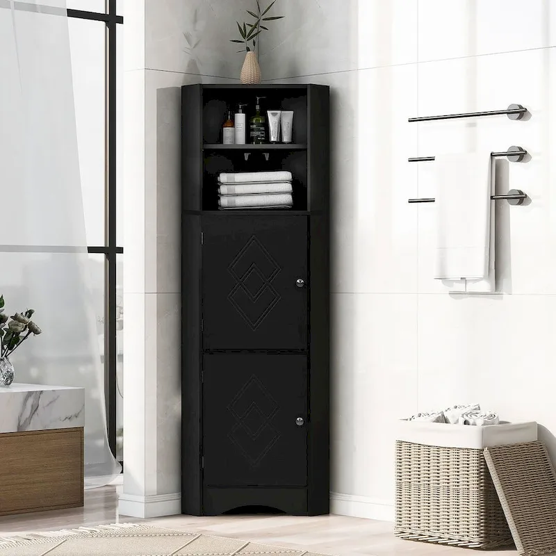 Tall Corner Cabinet with 2 Doors and 4 Shelves