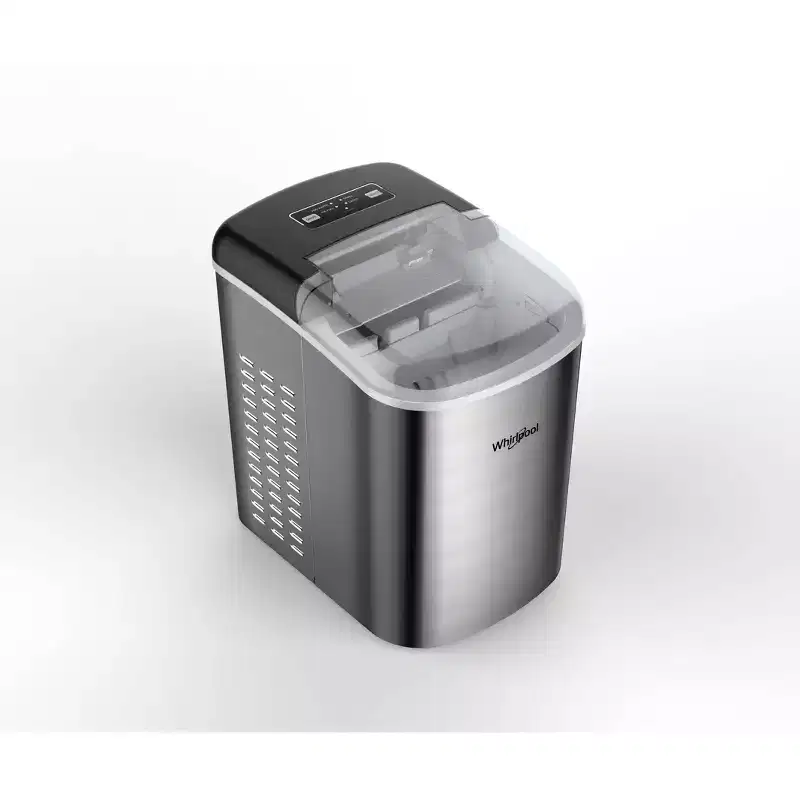 Whirlpool Ice Maker Stainless Steel: Countertop Ice Machine, Bullet Shape, 26 lbs Daily Production, 1.5 lbs Storage Capacity