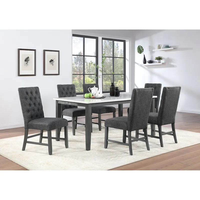Modern White 7pc Dining Set