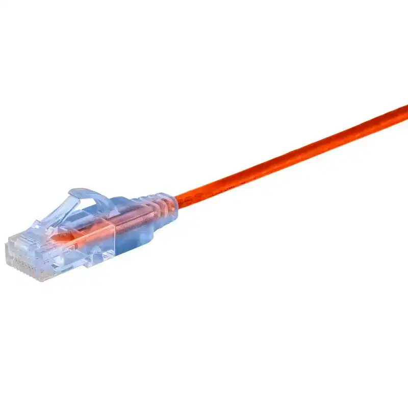 Monoprice SlimRun Cat6A Ethernet Patch Cable - Network Internet Cord - RJ45, Stranded, UTP, Pure Bare Copper Wire, 30AWG, 6in, Orange, 10-Pack